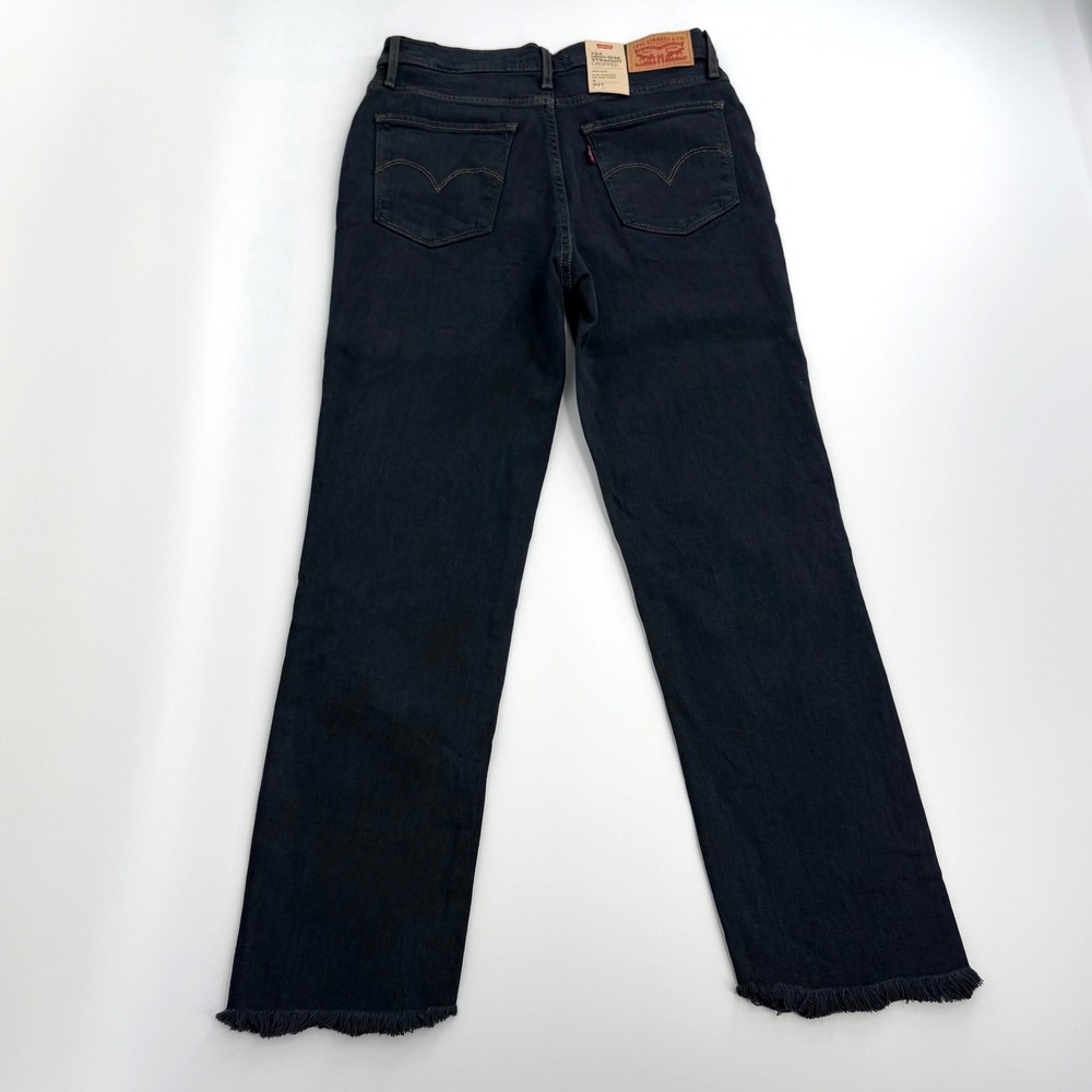 Levi's 724 High-Rise Straight Cropped Jeans Womens 4 W27 Black NWT Frayed Hem - Picture 2 of 12